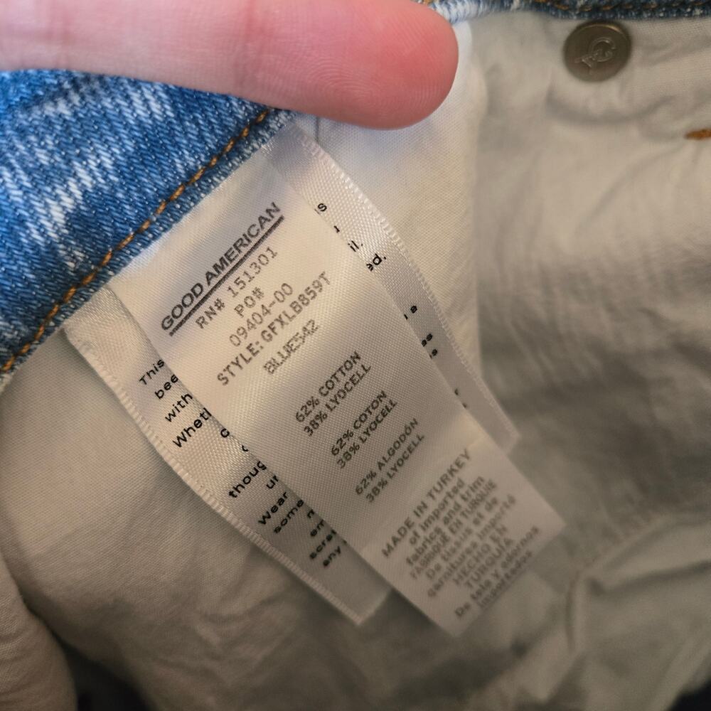 Good American Jean Good 90's Relaxed Straight Blue542 28 Distressed Plus Denim - Picture 7 of 7